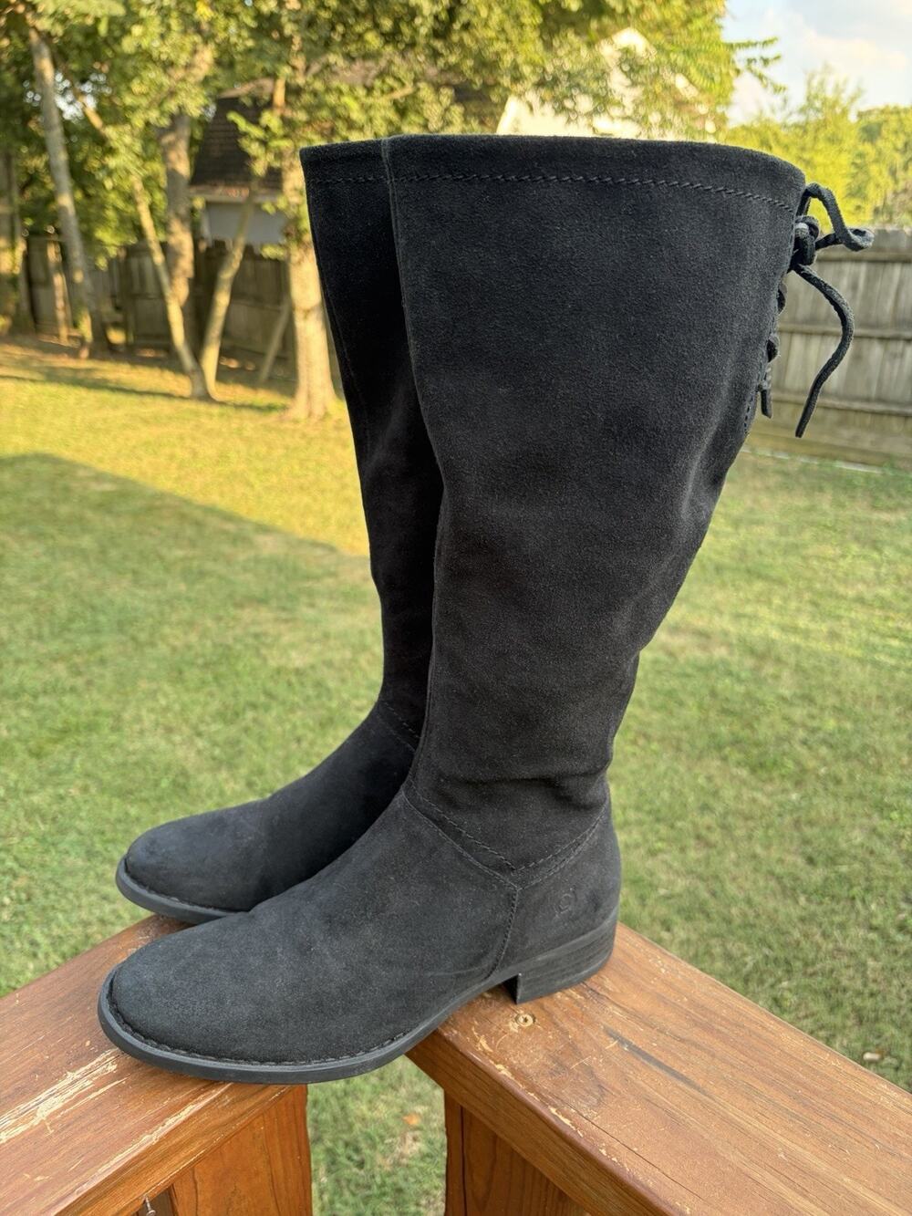 New Born Hayden Womens Black Suede Knee High Boots Equestrian Classic Size 9